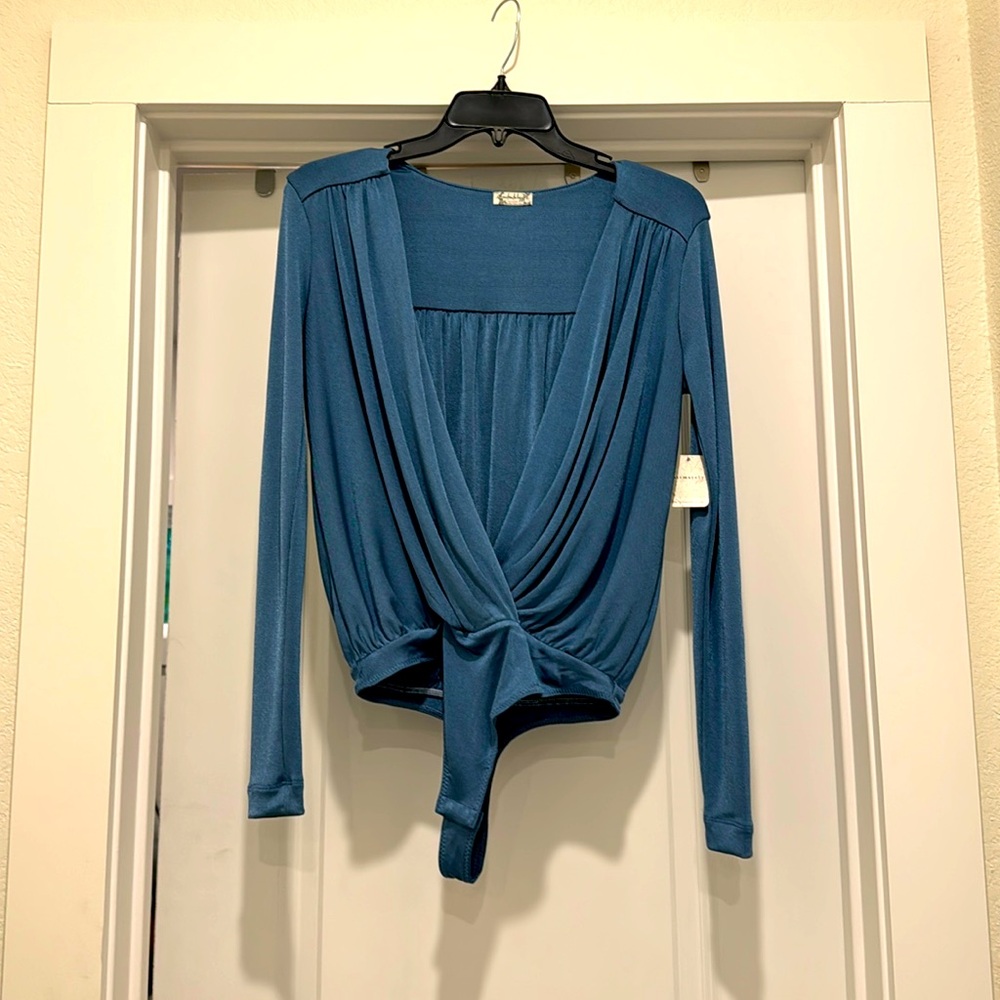 Free People Bodysuit, Blue, Small, Shimmer